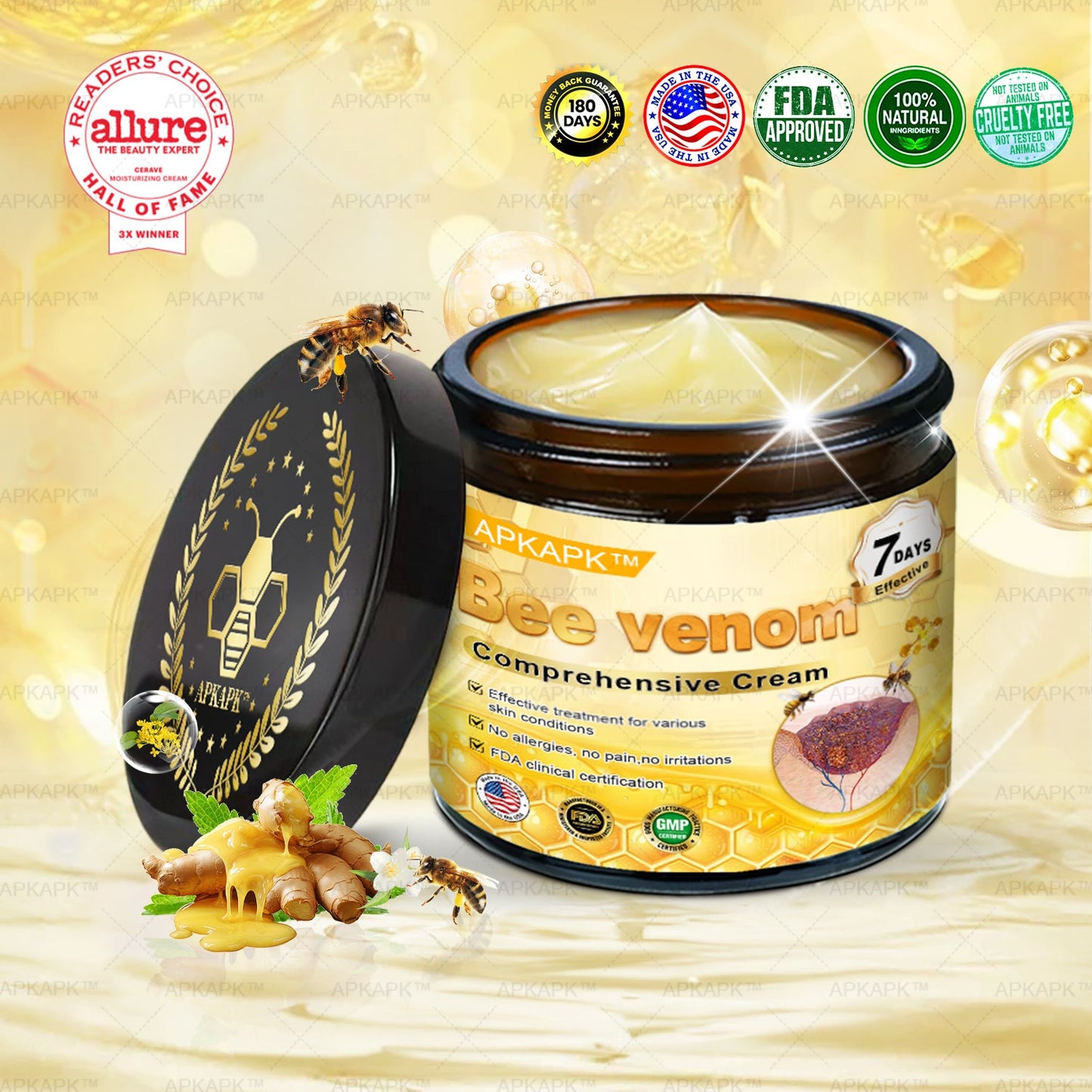 Mayo Clinic Official:🥇🥇 APKAPK™ Bee Venom Skin Treatment Cream, Anti-aging, Hydrating, Skin Repair, Even Tone, Acne and Dark Spot Treatment, Wart and Mole Removal, Psoriasis Relief